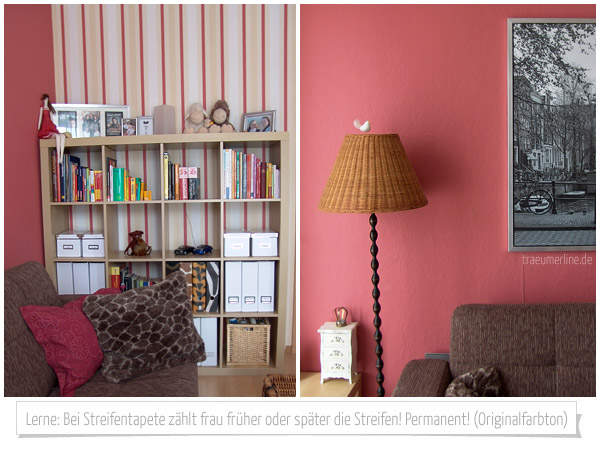 Streifentapete und ein ganz feines Rot