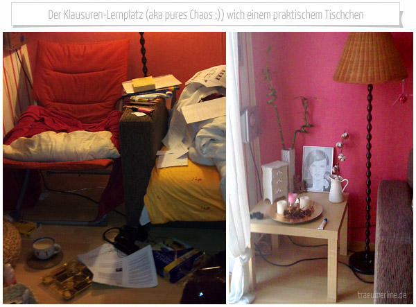 Klausurelernplatz vs. Dekotisch ;)